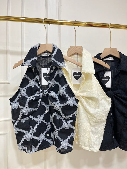 Casual Halter Neck Button Down Tops